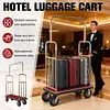 [US Local Warehouse] Hotel Luggage Cart 39Lx19Wx68H Inch Bellman Cart with 881lb Load Capacity 8-inch Silent Rubber Casters Carpet Deck Bumper Rails Hotel Service Trolley for Commercial Use Condos Resorts