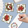 6Pcs Christmas Red Flower DIY Diamond Painting Card for Friends Family Gift