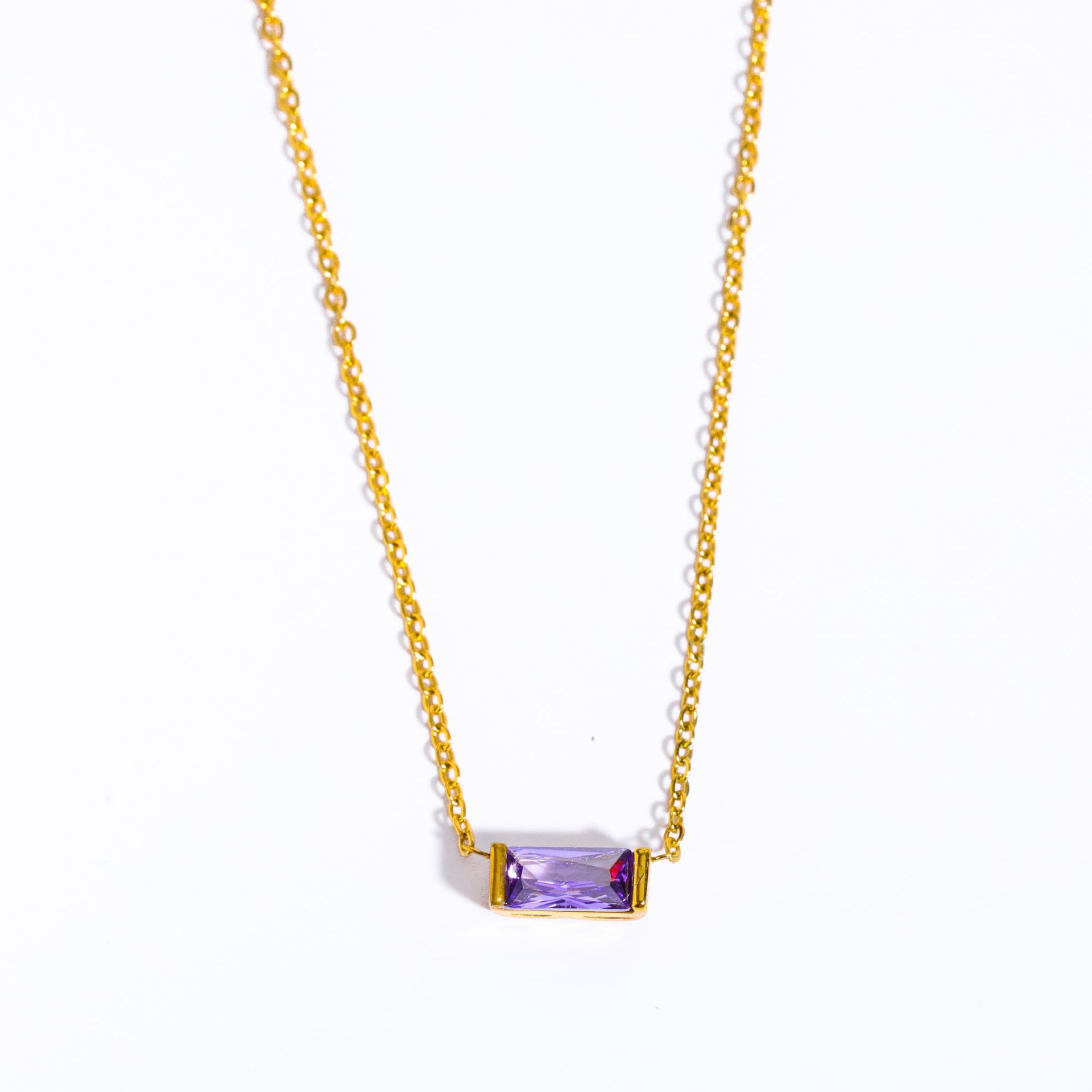 Women's Square Crystal Pendant Necklace
