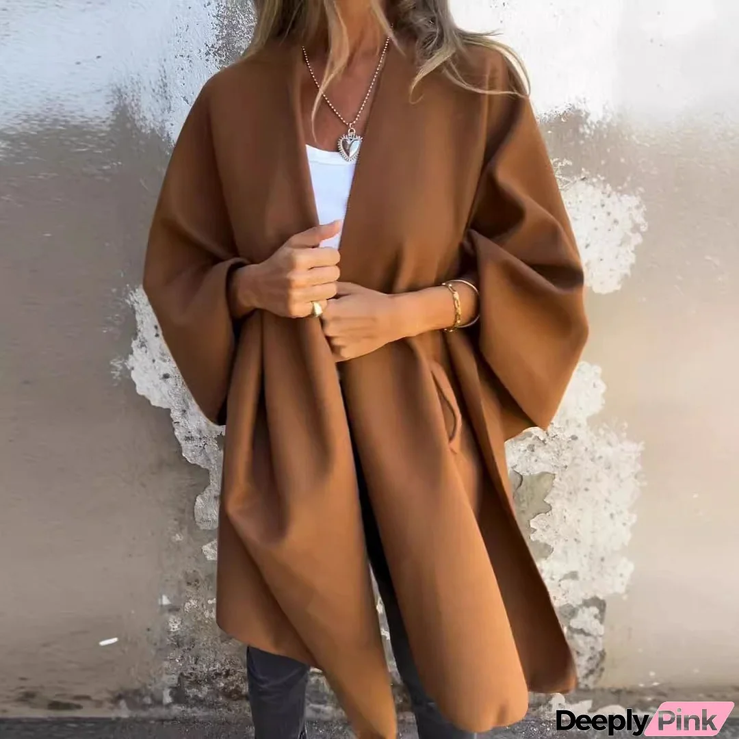 Anything Is Possible Woolen Front Tie Up Loose Cape Coat