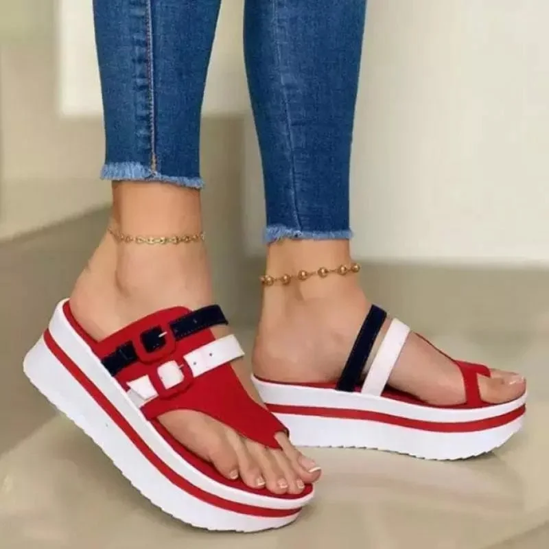 2021 Summer Wedges Shoes for Women Open Toe Beach Female Sandals Multicolor Slingback Sandals Platform Ladies Sandals Plus Size