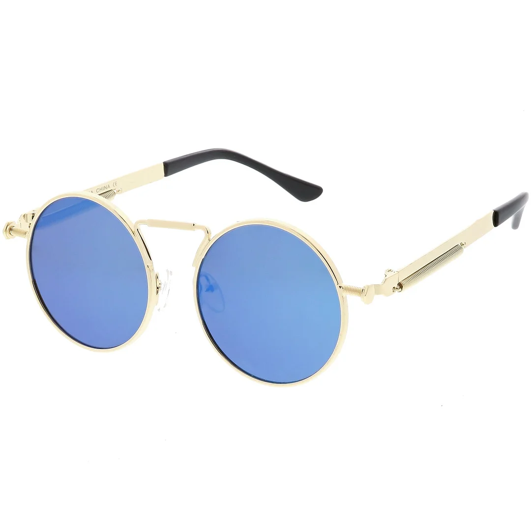 Modern Steampunk Circle glasses Unique Nose Piece Flat Lens 49mm