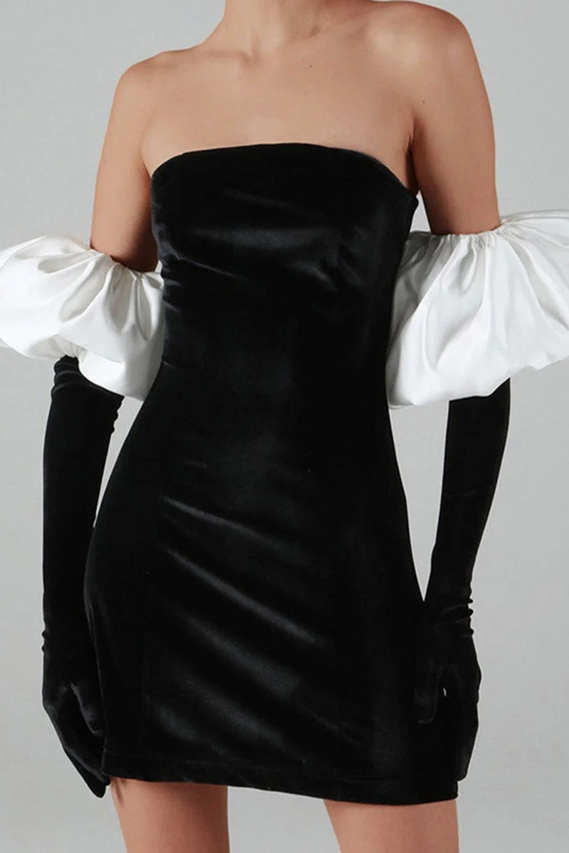 Sexy Solid Patchwork Off the Shoulder Pencil Skirt Dresses