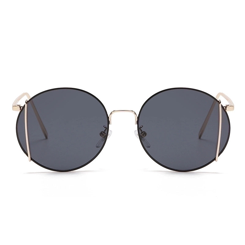 Fashion Round Frame Metal Temple Street Shot Hip Hop Sunglasses