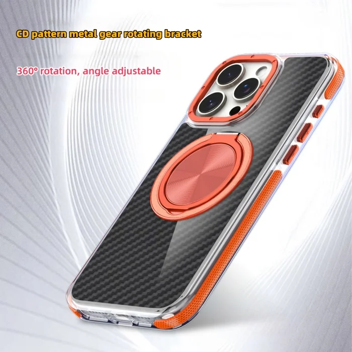 360 Degree Rotating Bracket Carbon Fiber Texture Apple Phone Case