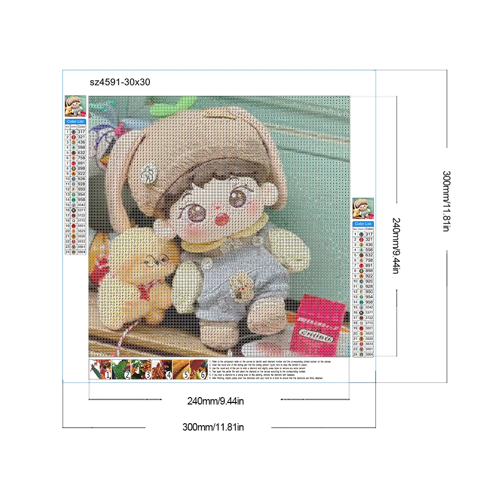 Diamond Painting - Full Round Drill - Cartoon Doll(Canvas|30*30cm)