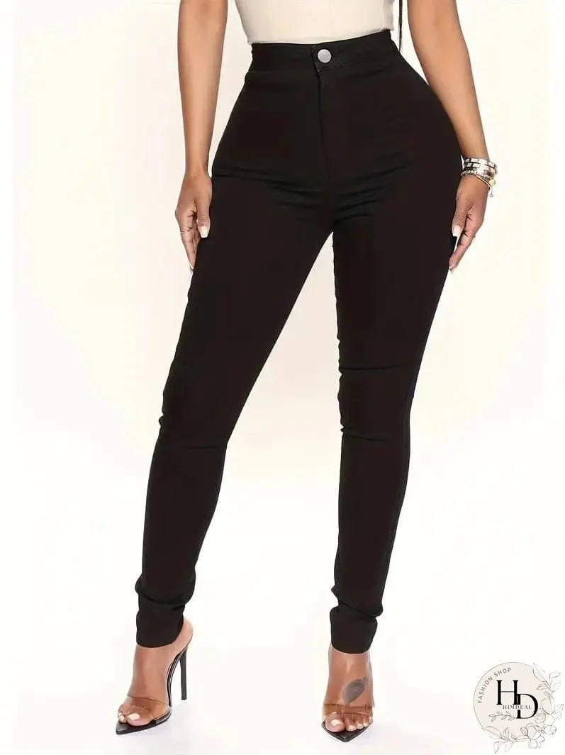 Casual Solid Slim Fit Skinny Pockets Pants