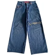 Bjmingjian Y2K Baggy Jeans Men's American Retro Embroidery High Quality Jeans Goth Trend Hip Hop Harajuku Wide Leg Pants Streetwear Pants
