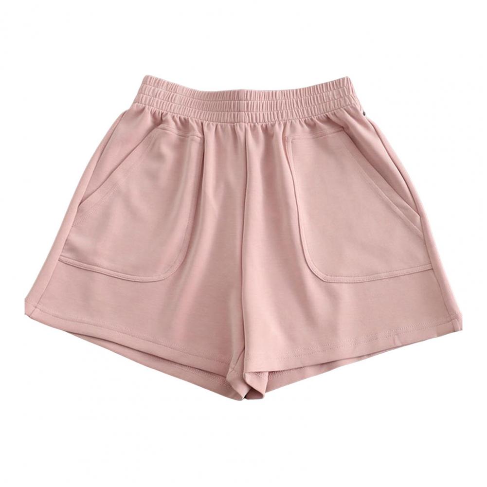 Oneswheels Summer Women Shorts Elastic High Waist Loose Pajama Shorts Above Knee Length Pockets Jogging Homewear Sport Casual Short Pants