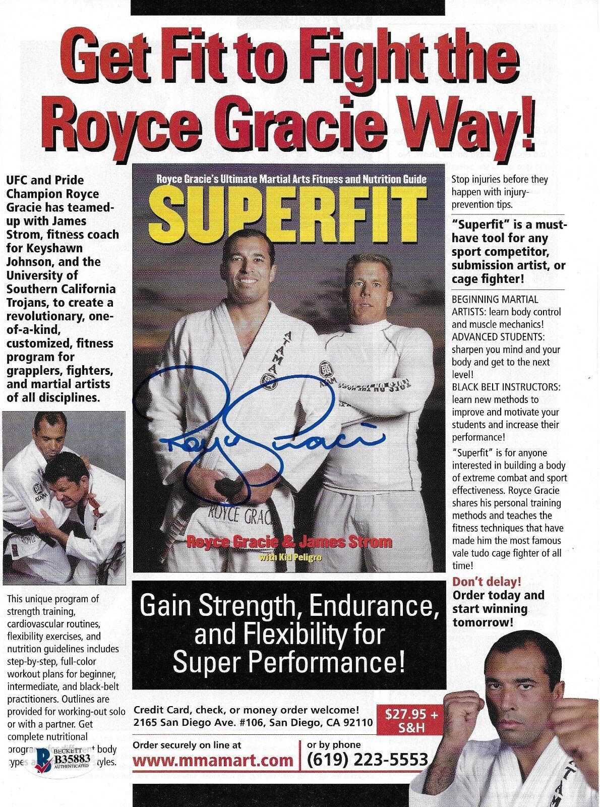 Royce Gracie Signed 8x10.5 Magazine Ad Photo Poster painting BAS Beckett COA UFC Pride Jiu-Jitsu