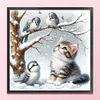 Winter Cat And Bird-11CT Stamped Cross Stitch 40*40cm/15.75*15.75in tapestrymarket