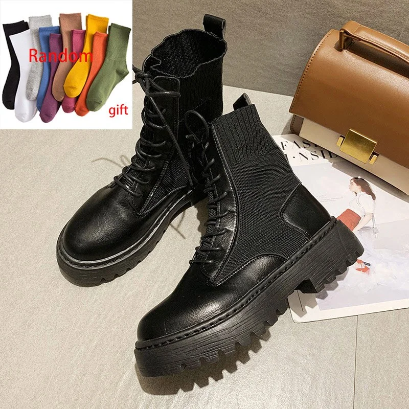 Qengg MCCKLE Women's Autumn Boots Women Ankle Boots Woman Winter Shoes Female Chunky Heel Platform High Boots Lasdies Botas Mujer 2020