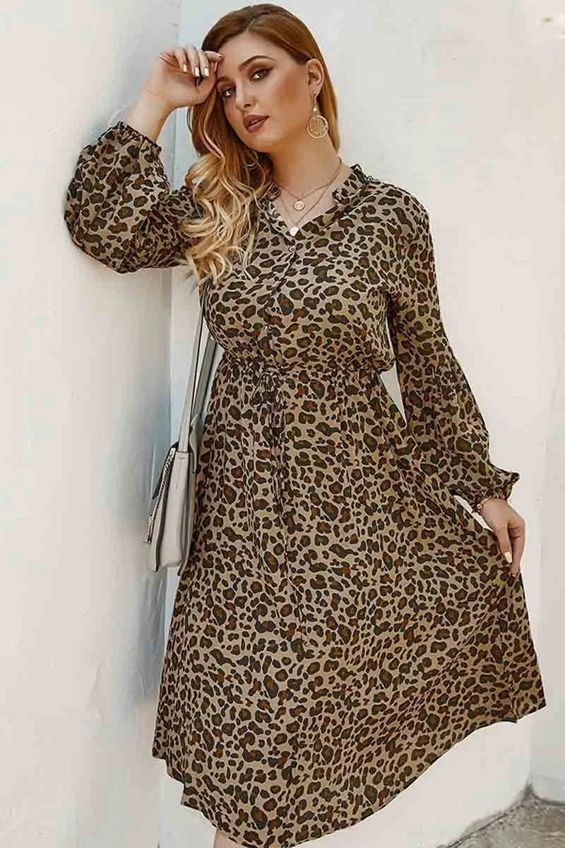 Fashion Leopard Print Plus Size Dress