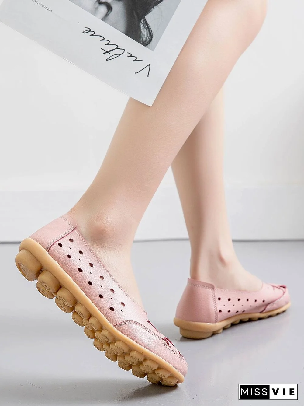 Hollow Leather Soft Sole Shoes