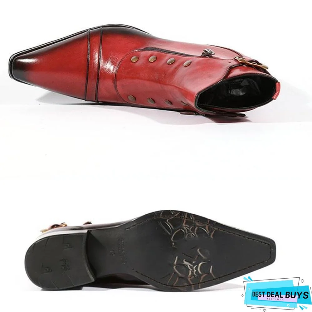 Men's Gentlemen Button Zipper Ankle Boots