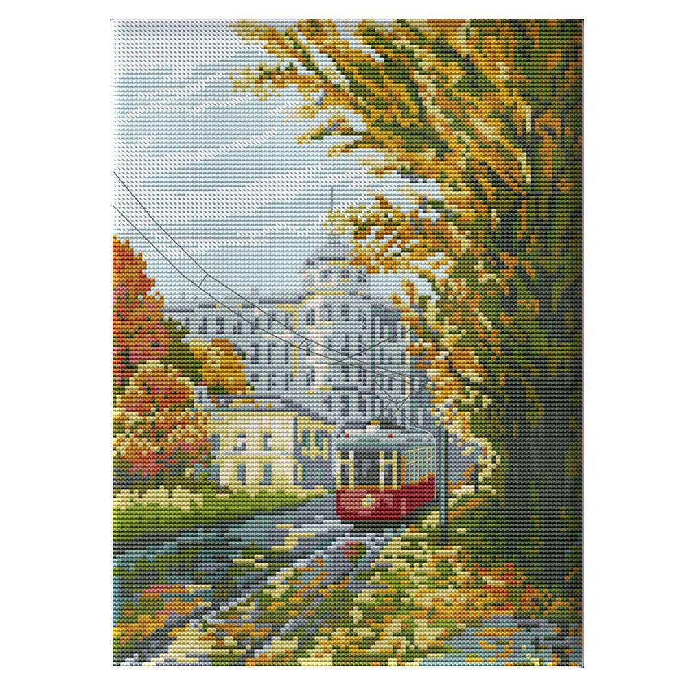 

Tram - 14CT Stamped Cross Stitch - 27*35cm, 501 Original