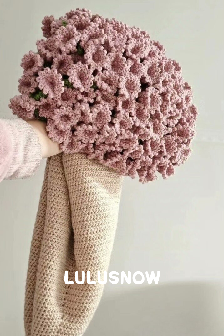 Lulusnow Handmade Pink Lily Of The Valley Flower Bell Orchid Flora Crochet Flower Blanket Gift Christmas/Valentine's/Easter/Mother's Day Gifts