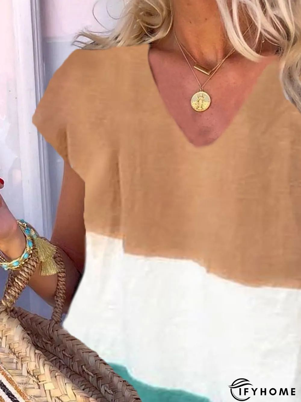 New Women Plus Size Holiday Boho Vintage Neck Short Sleeve Casual Shift Knitting Dress | IFYHOME