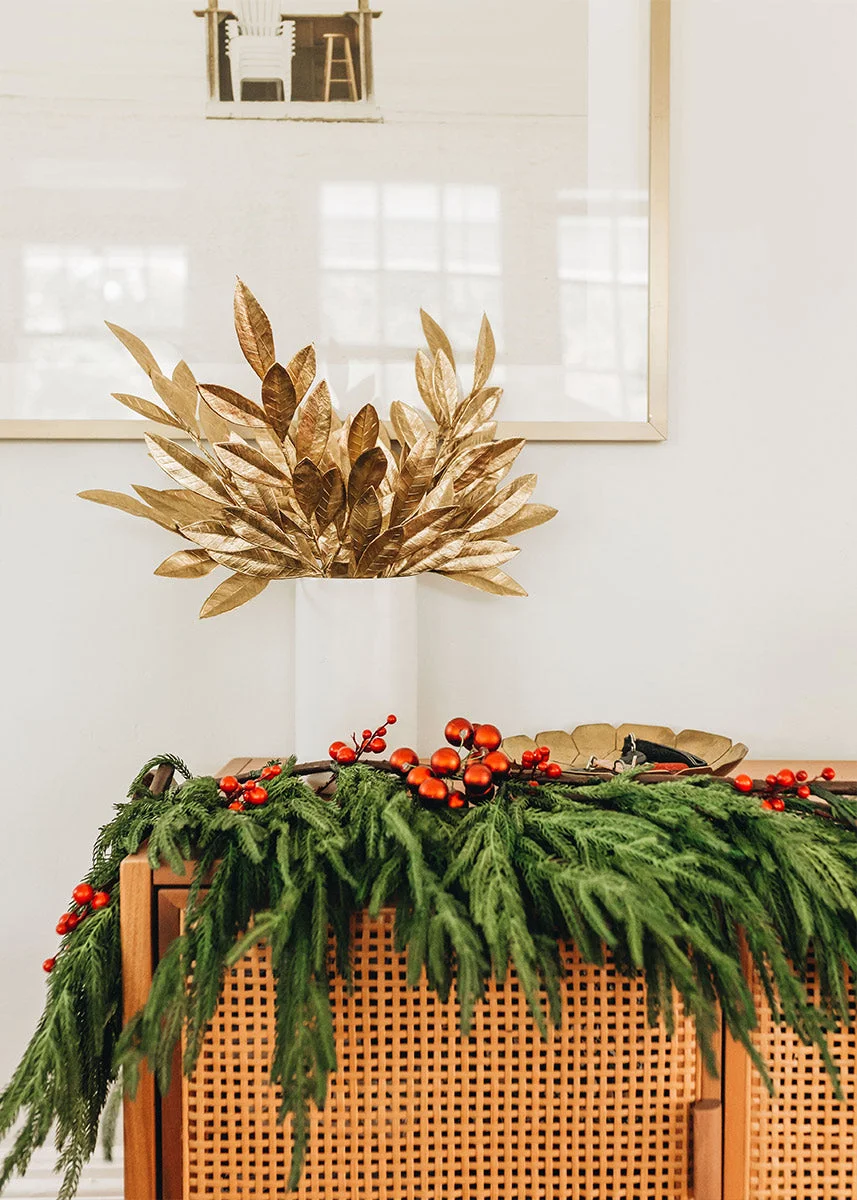 Artificial Bay Leaf in Metallic Gold - 19"