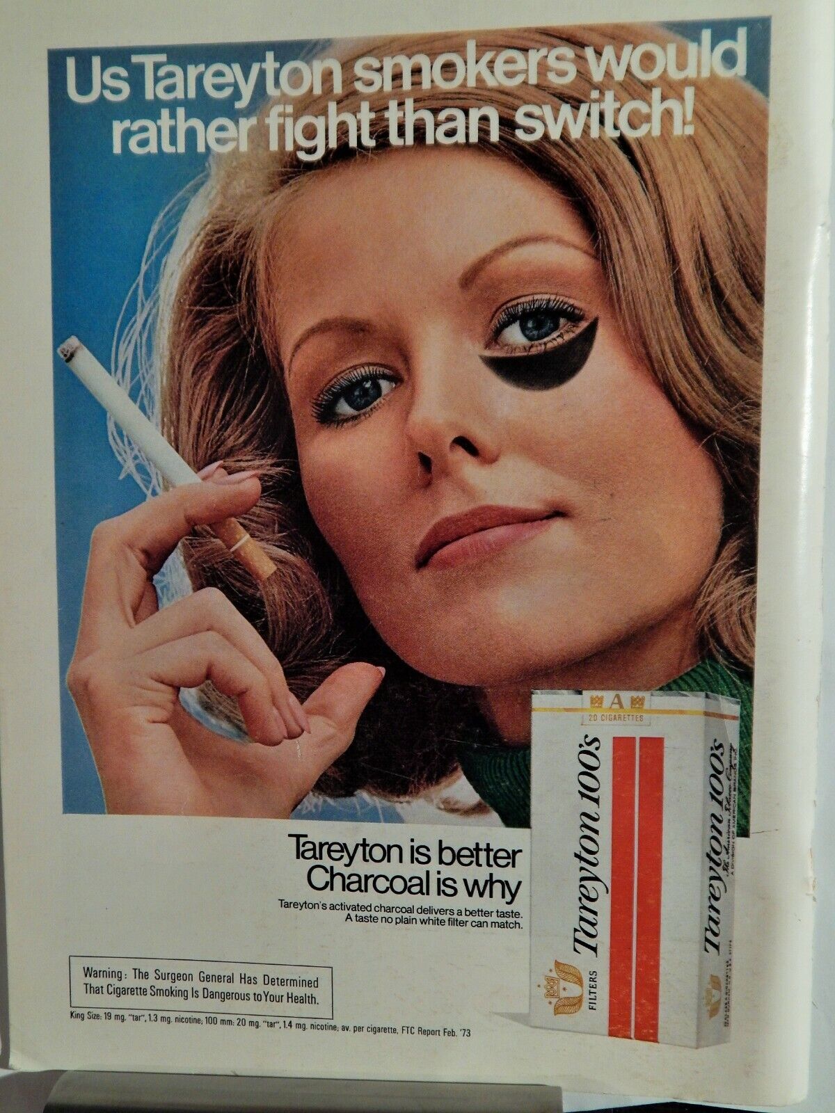 TAREYTON CIGARETTES / CANADIAN CLUB WHISKY VTG 1973 Photo Poster painting AD, SOUGHT EPHEMERA