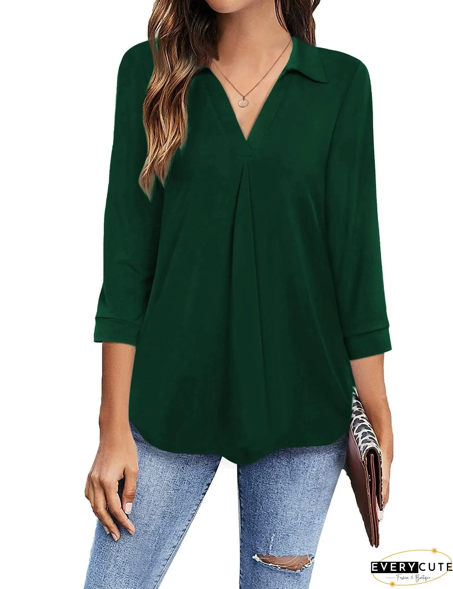Plus Size V Neck Blouse