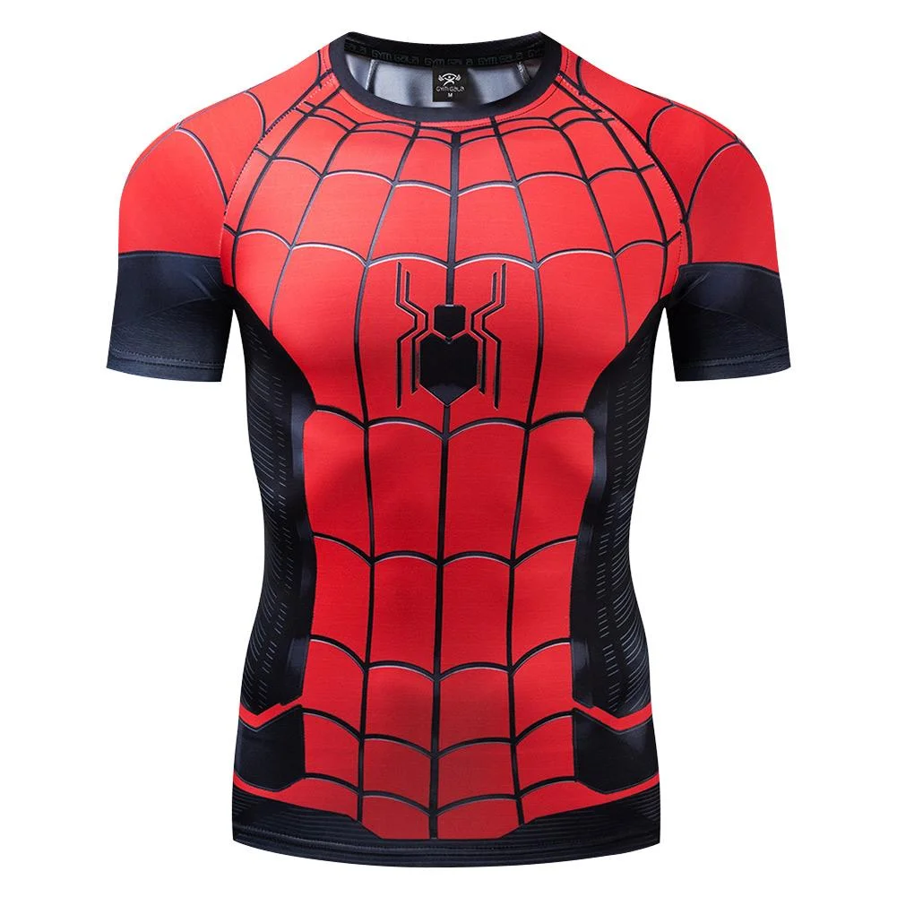 Spider-man: Far From Home Peter Parker Compression T Shirts Short Sleeve Tops Tee for Men