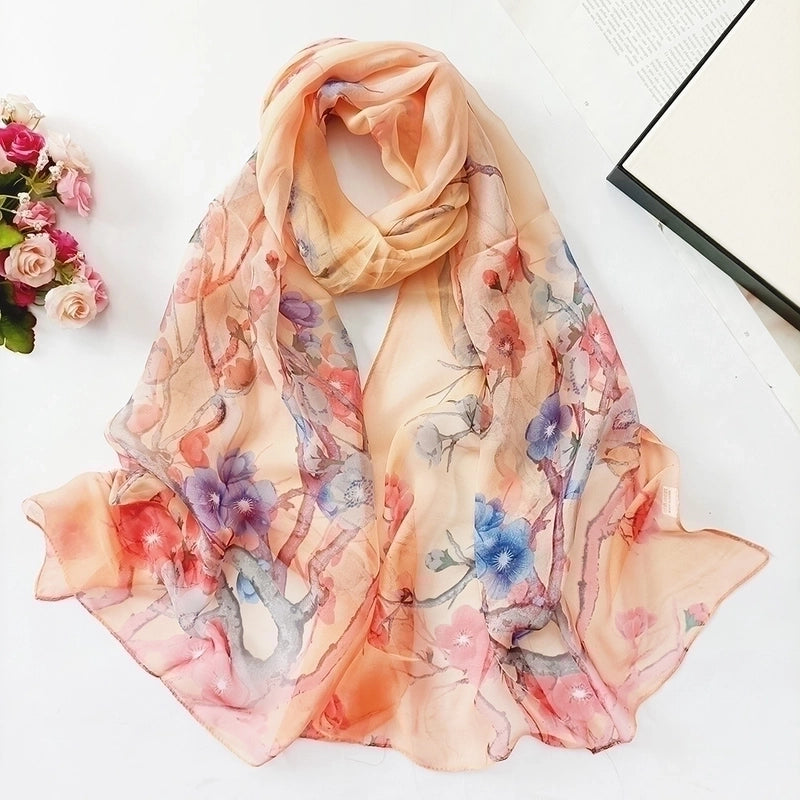 Women’s Sweet Flower Georgette Silk Scarves