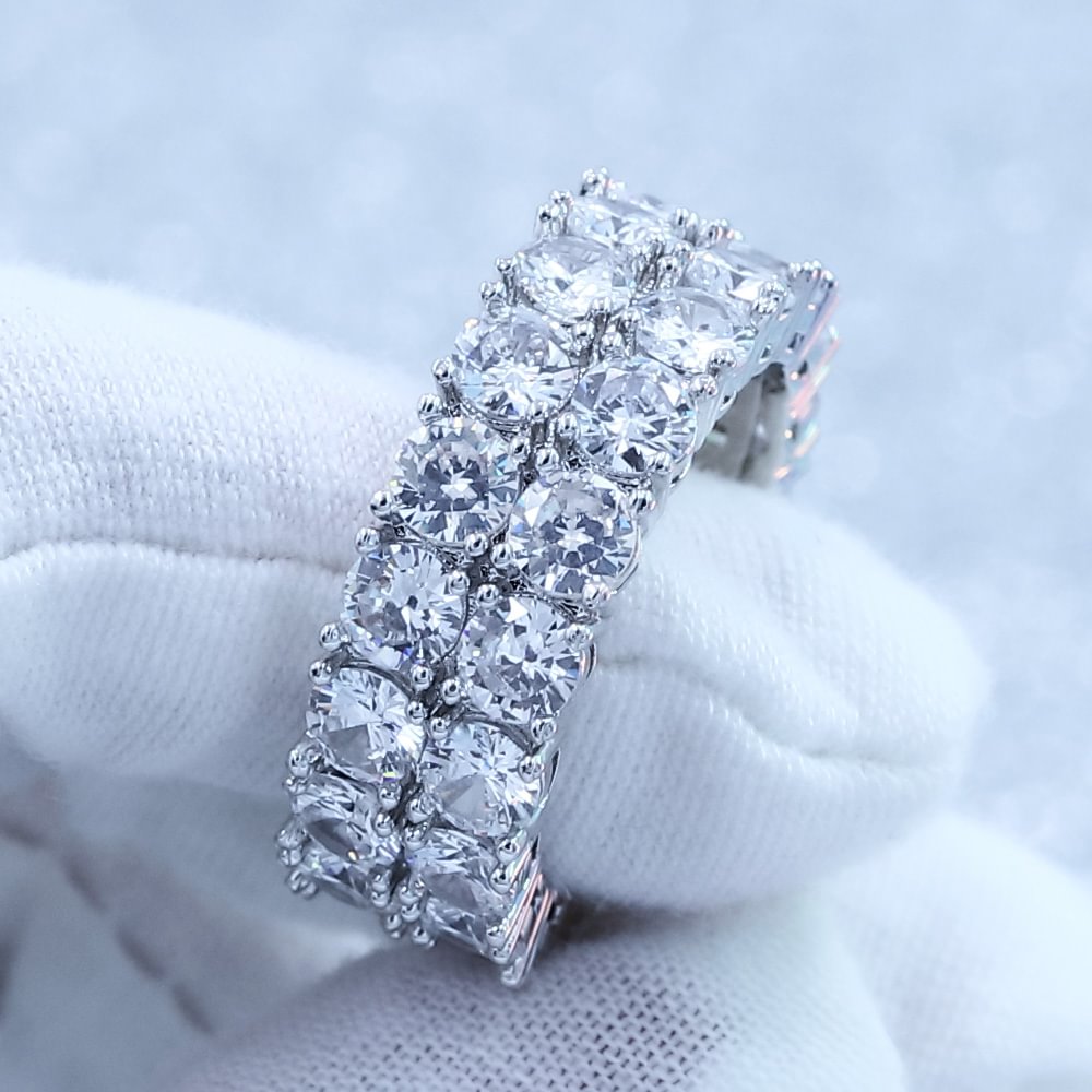 Two Row Solitaire Men's Ring-VESSFUL