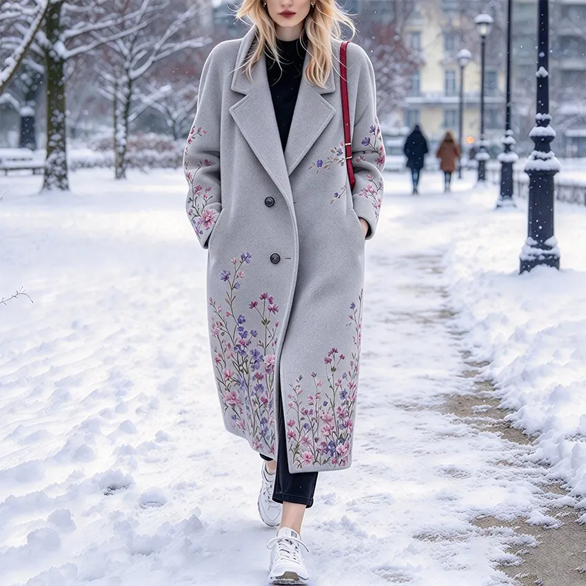 Comstylish Women's Bohemian Floral Print Warm Coat