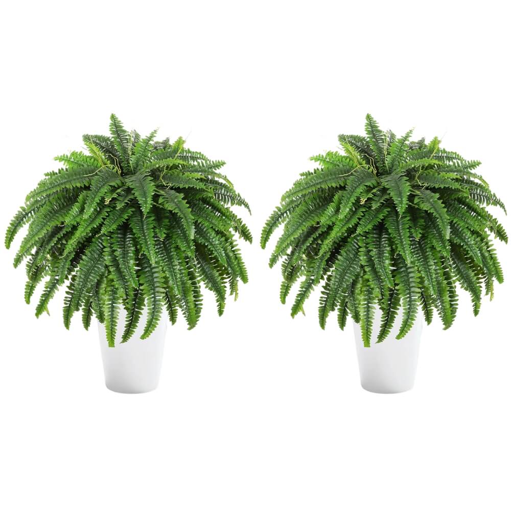 Artisan-Crafted Artificial Boston Fern Bush (Set of 2)
