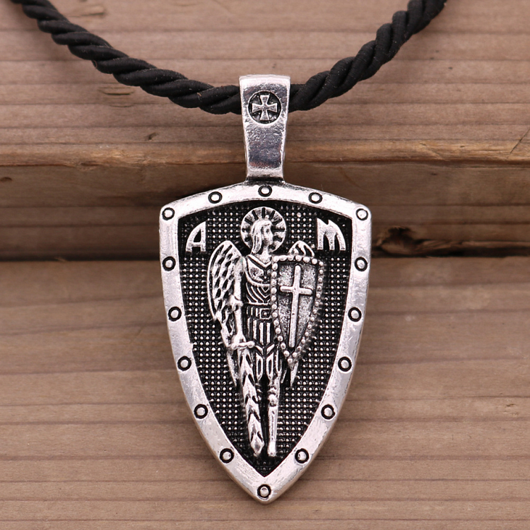 Men's Necklace Archangel St. Michael Holy Shield Protection Charm Russian Orthodox Pendant
