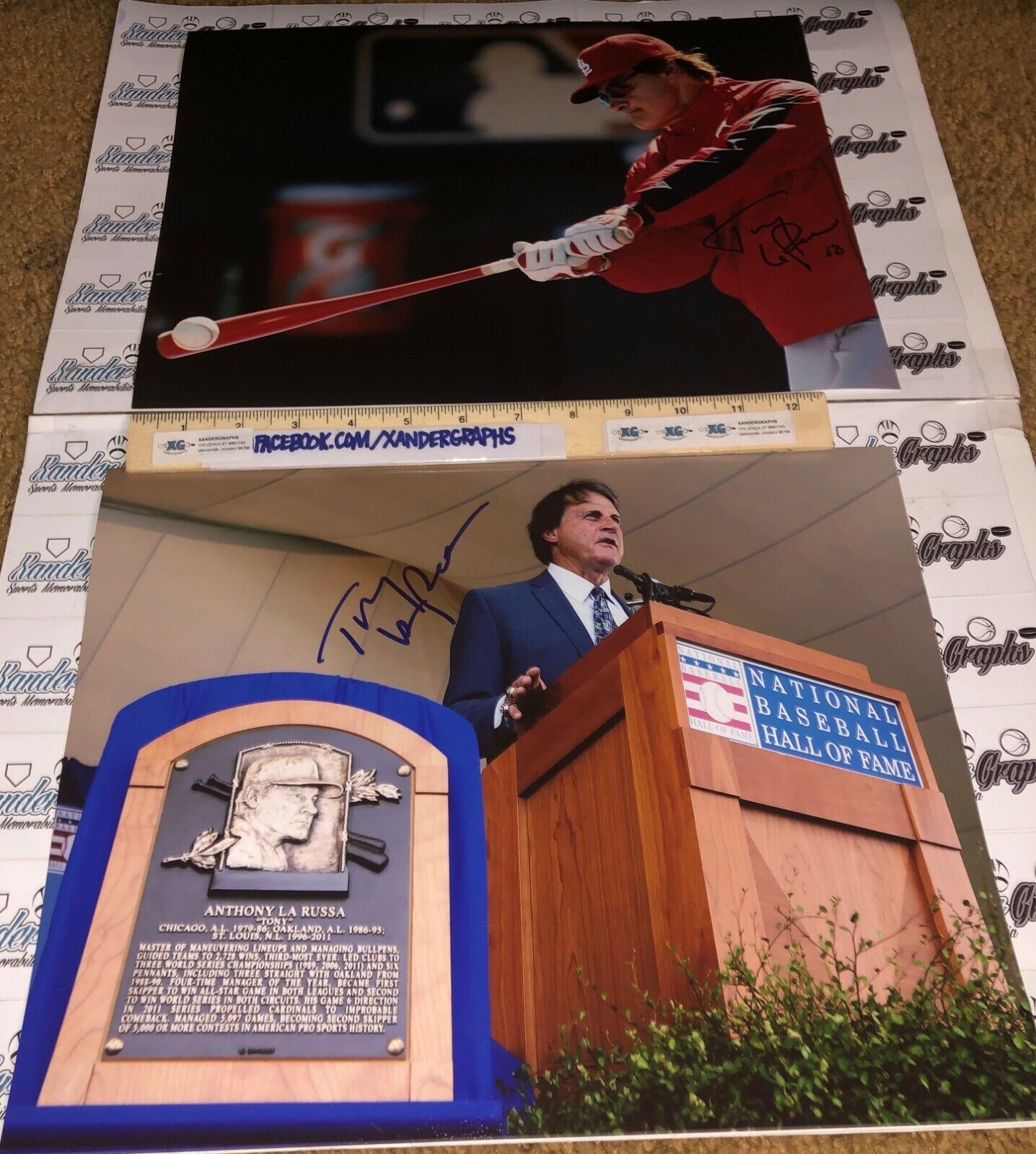 TONY LARUSSA SIGNED AUTOGRAPHED 11X14 Photo Poster paintingGRAPH LOT (3)-A'S CARDINALS HOF MLB