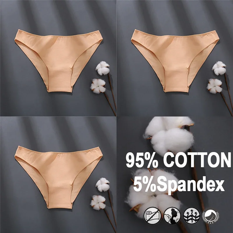 Billionm Women Sexy Cotton Panties Solid Color Underwear Simple Style Briefs Low Waist Breathable Panties Female Soft Intimates Lingerie