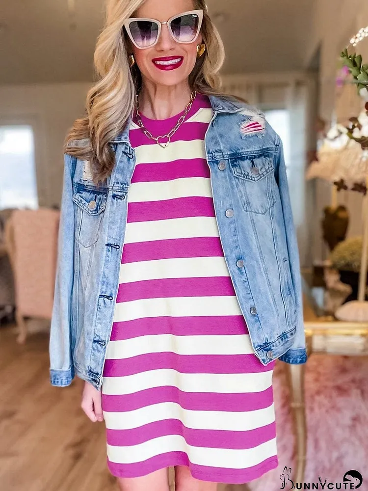 Striped Shift Dress with Pockets