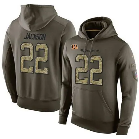 NFL Men's  Cincinnati Bengals #22 William Jackson Stitched Green Olive Salute To Service KO Performance Hoodie