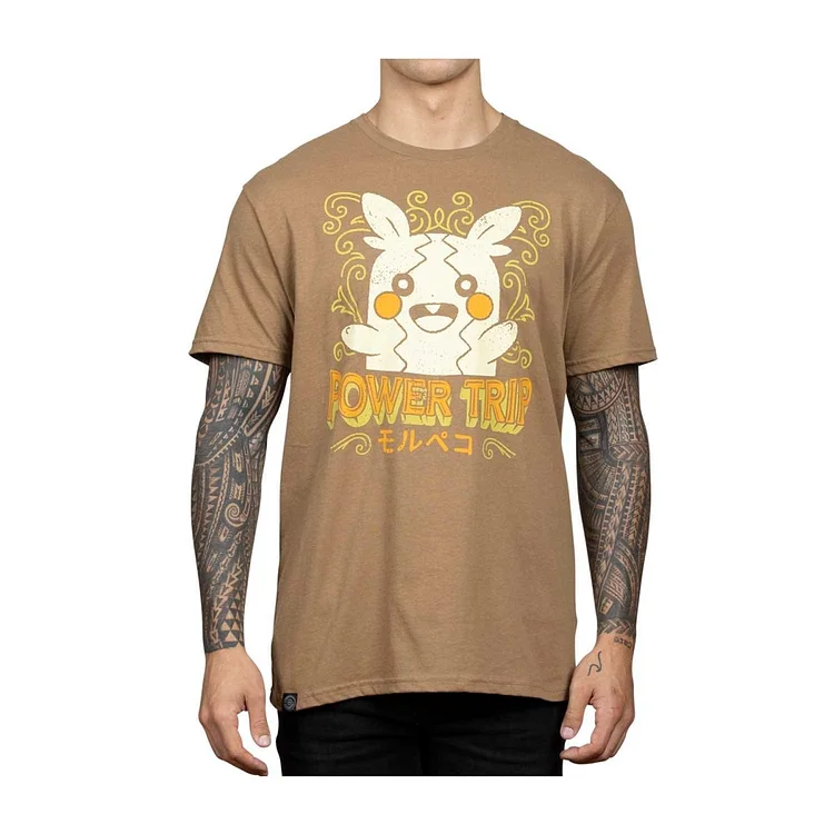 Morpeko Pokémon Greatest Hits Brown Relaxed Fit Crew Neck T-Shirt - Adult
