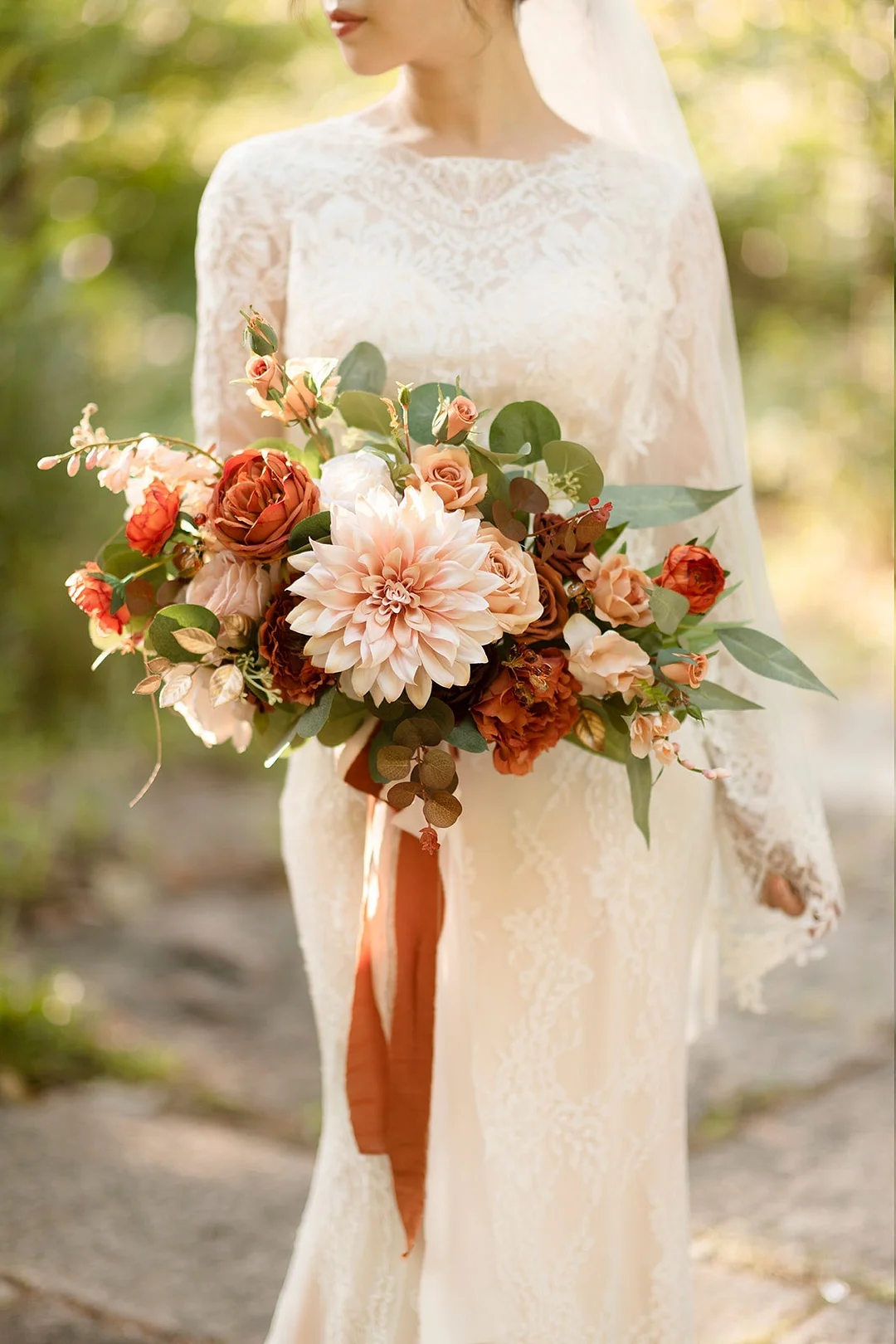 Large Free-Form Bridal Bouquet in Sunset Terracotta