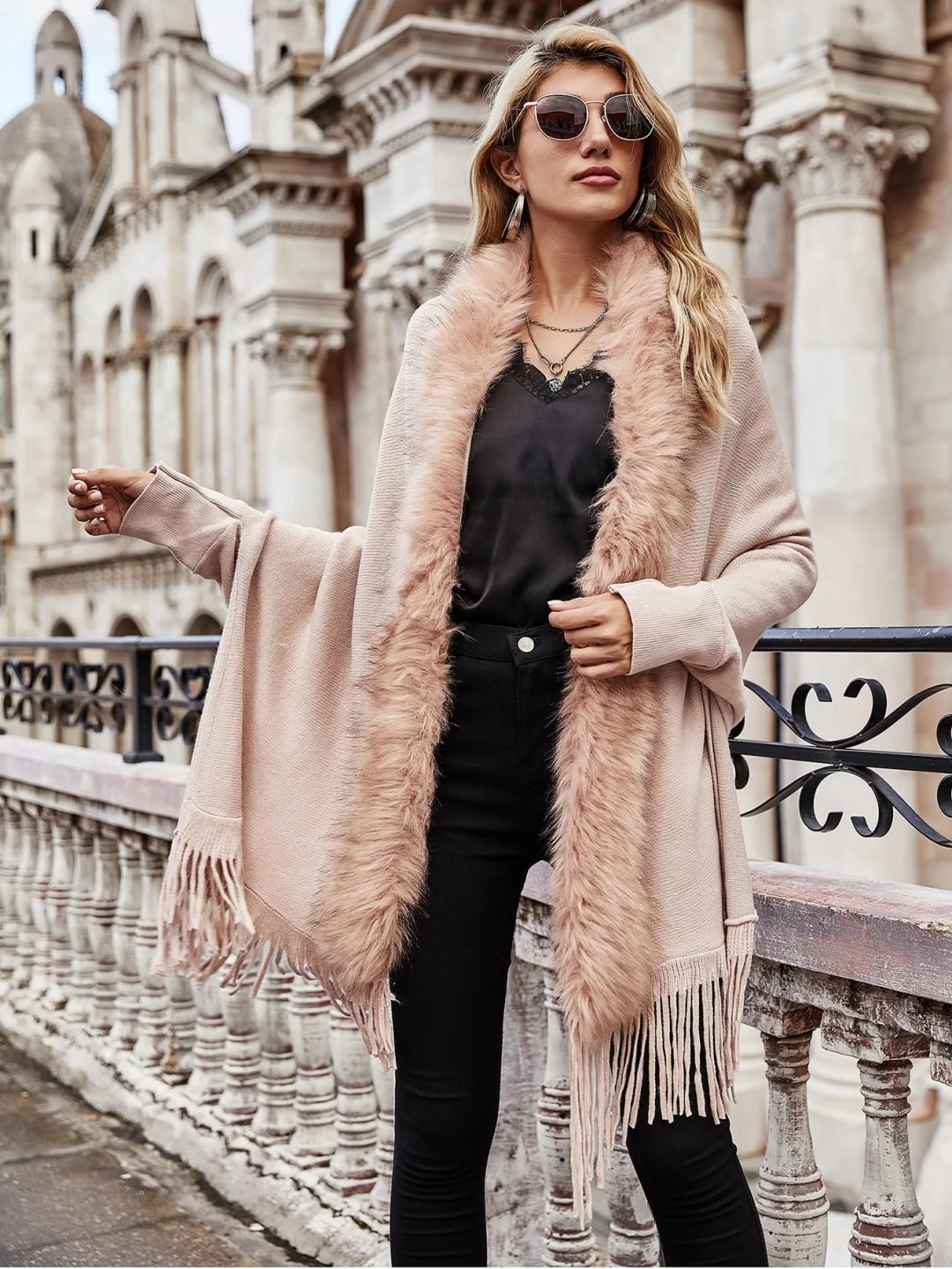 Autumn and Winter New Wool Collar Shawl Cardigan Coat | EGEMISS