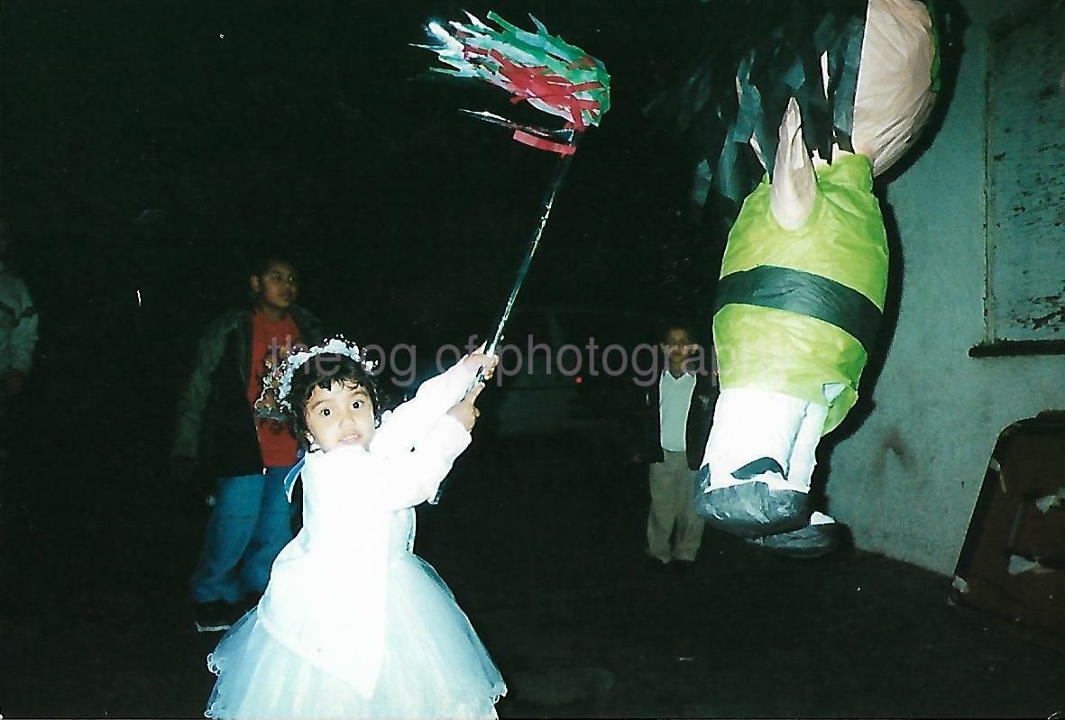 Pinata Girl FOUND Photo Poster painting ColorOriginal Snapshot VINTAGE 06 3 R