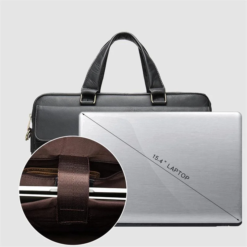 Classic Business Vintage Plain 15 Inch Laptop Bridfcese With Large Capacity