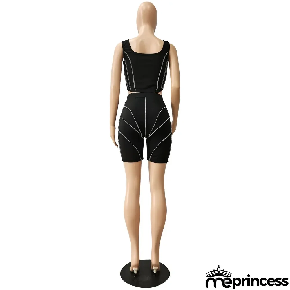 Fashion Splicing Sling Sports And Leisure Two-Piece Suit