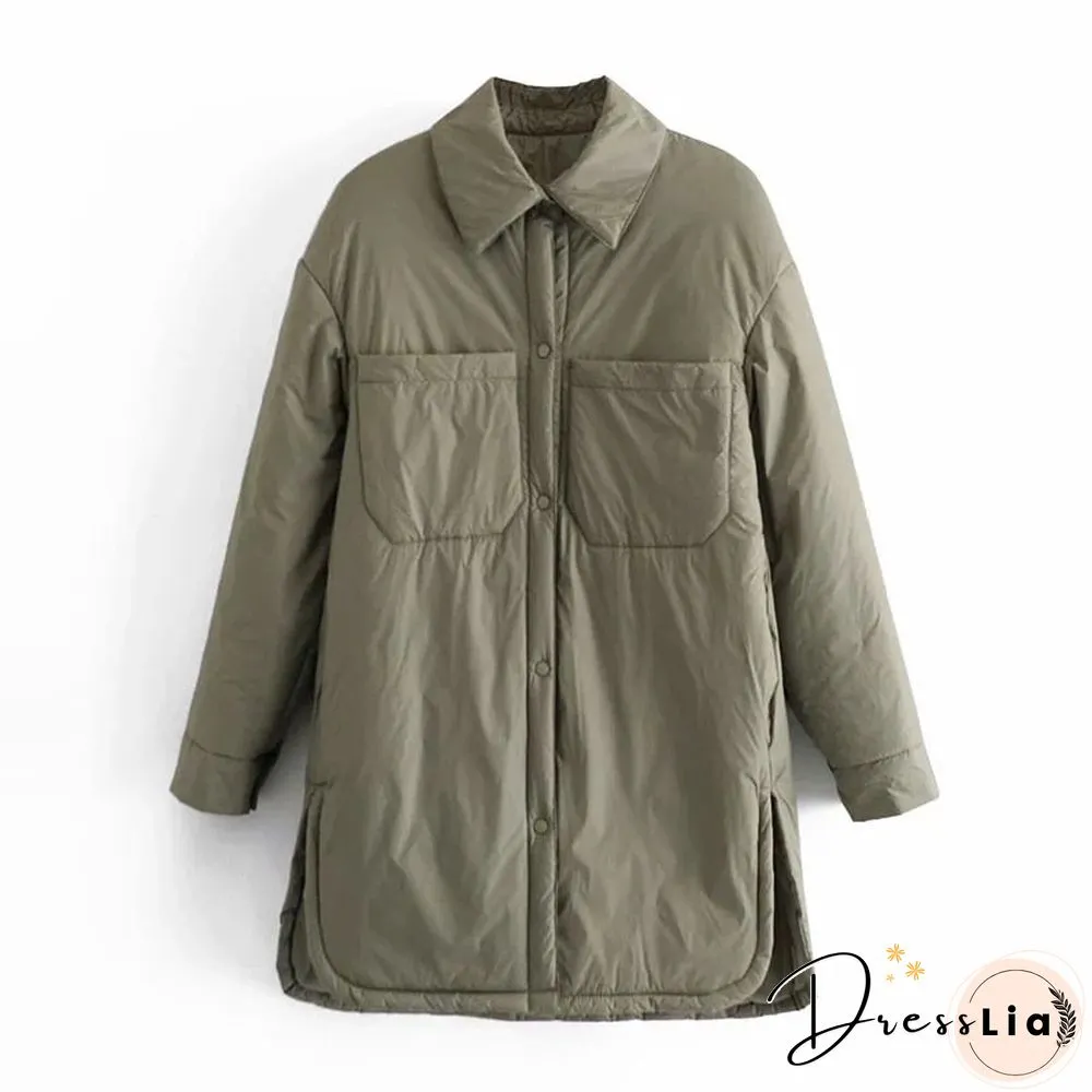 Vintage Loose Shirt Jacket Women Winter Coat Casual Button Baseball Bomber Korean Coats