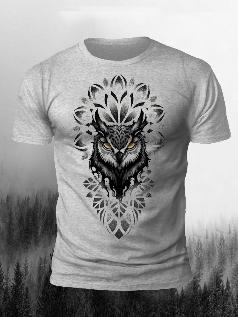 Viking Owl Print Short Sleeve T-Shirt