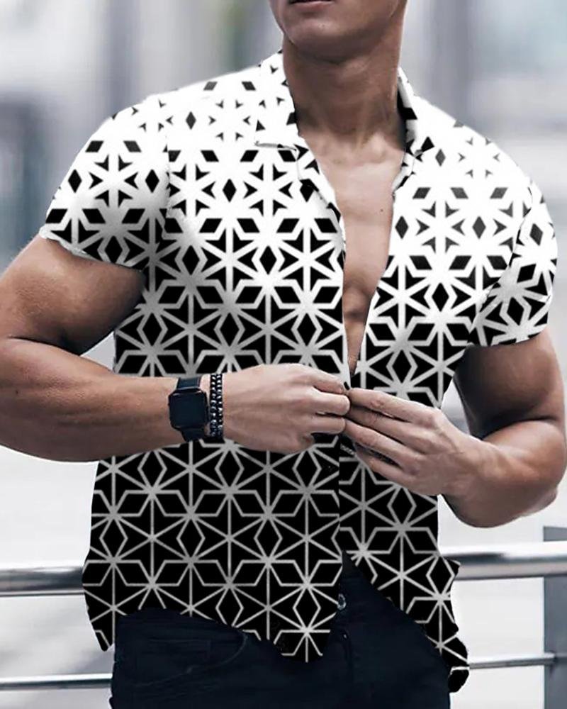 Men's Casual Printed Short-Sleeved Shirt67