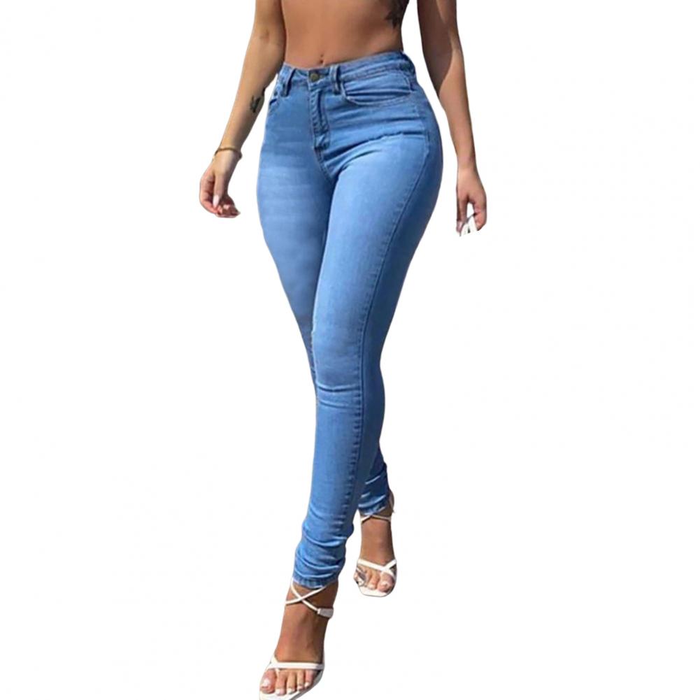 Mozpar Women Skinny Pants Super Soft Breathable Eye-catching Women Slim Elasticity Skinny Casual Denim Pants Women Trousers