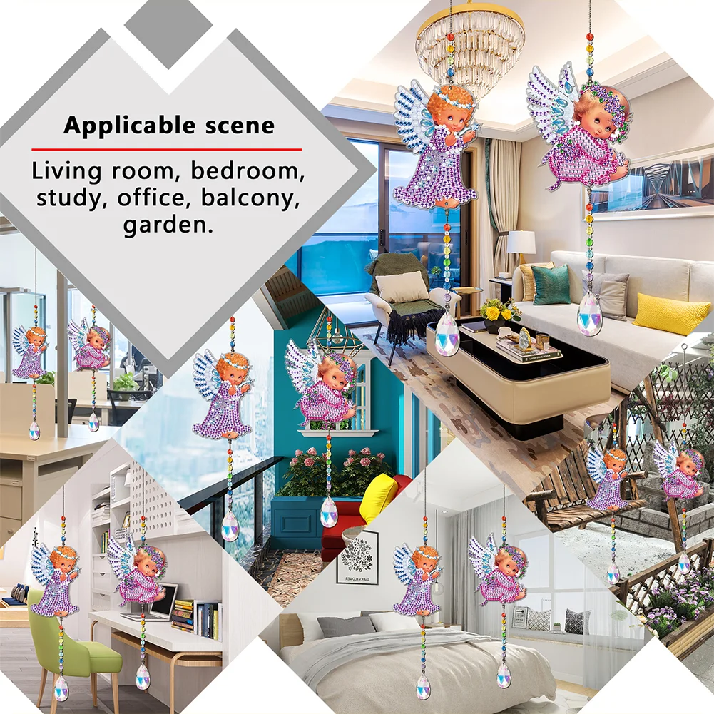 2pcs Crystal Light Catcher Diamond Painting Angel Hanging Decor(Double-Sided)