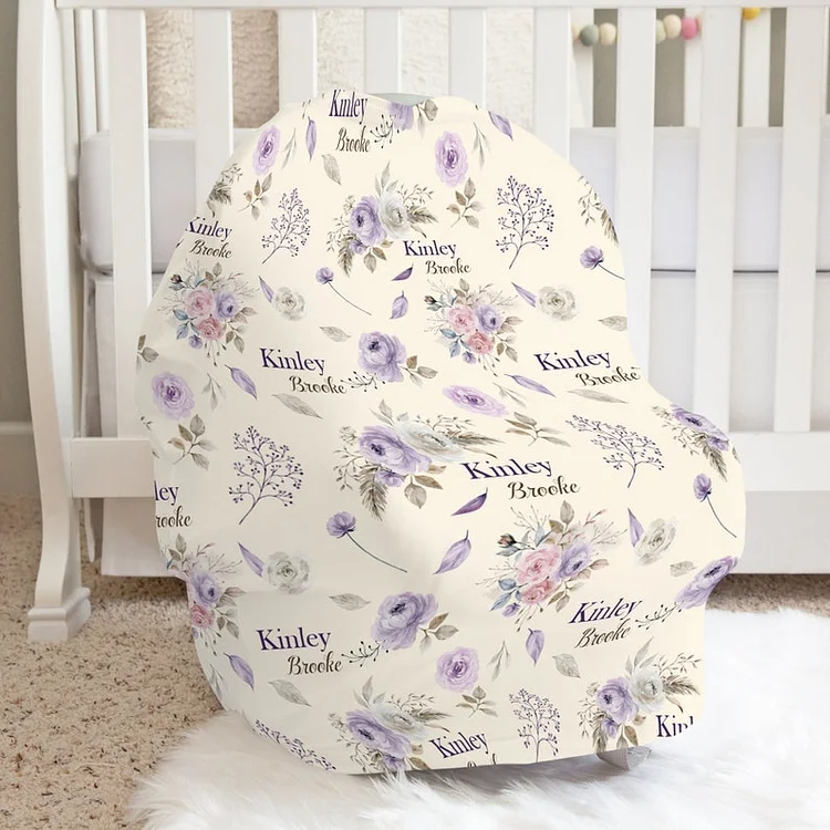 Personalized Baby Girl Flowers Car Seat Canopy| Canopyl53