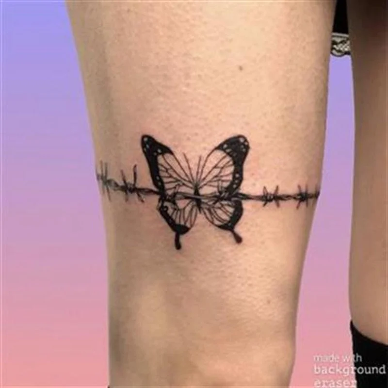 Black and White Butterfly Tattoo Sticker Waterproof Sexy Tattoos for Women Body Art Fake Tattoo Clavicle Arm Leg Tattoo Stickers