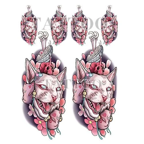 Japanese Devil Dark Sexy Pink Girl Big Size Color Arm Water Transfer Temporary Fake Tattoo Sticker For Men and Women