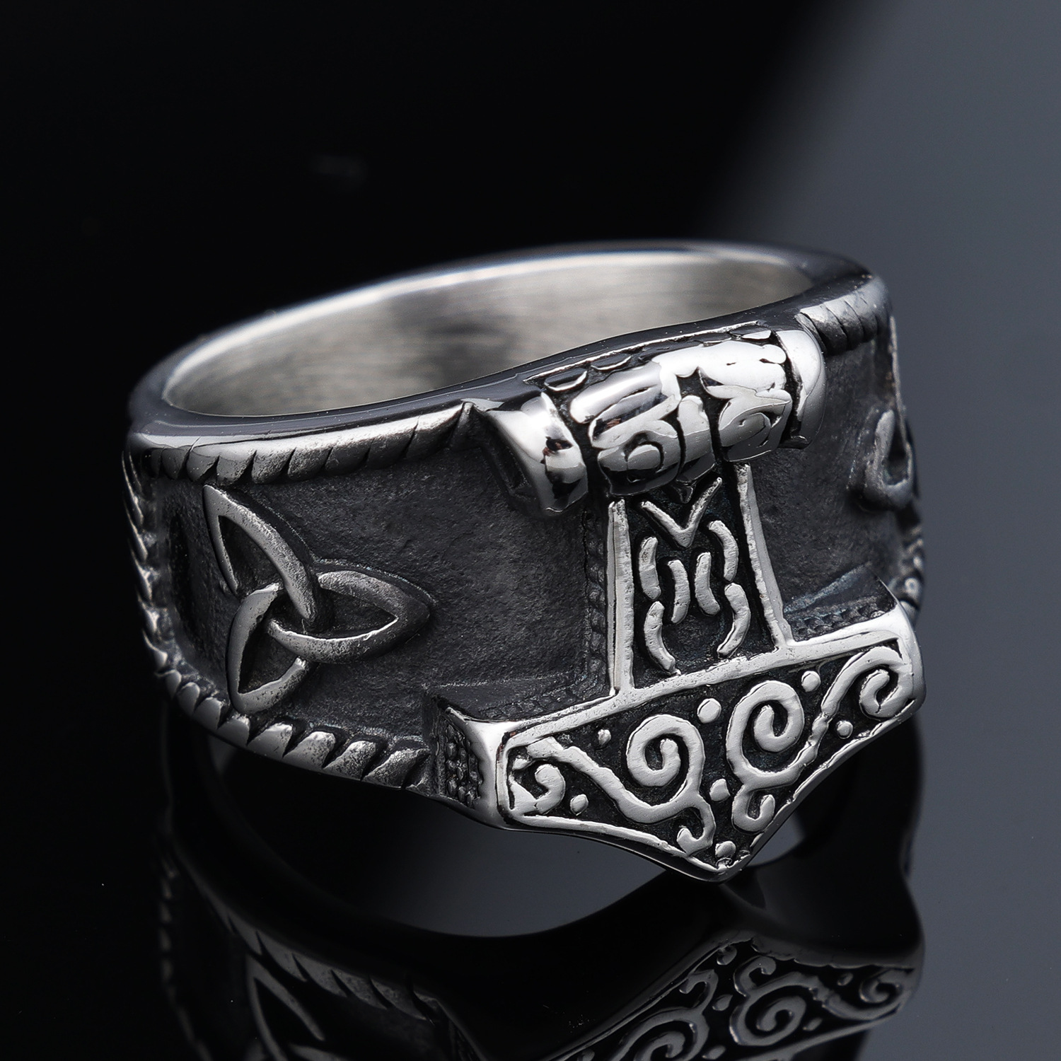 Viking Thor's Hammer Stainless Steel Color - fast Ring 
